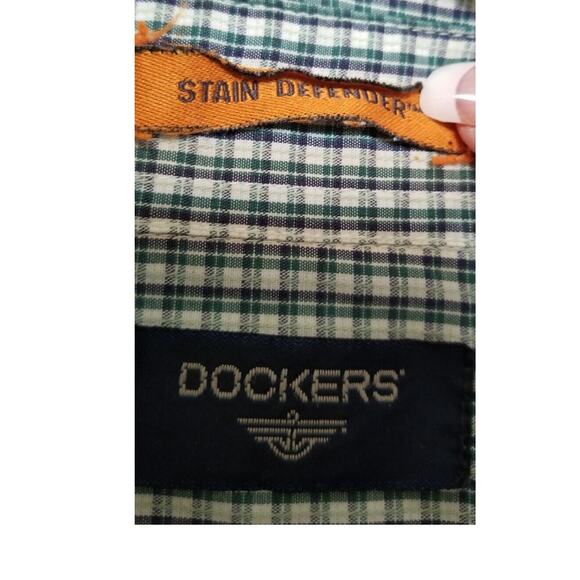 Dockers Mens Casual Green Plaid Short Sleeve Shirt Stain Defender Button Up Sz M - Picture 5 of 8